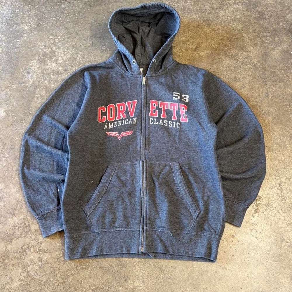 90s corvette grey zip up hoodie